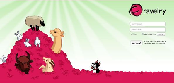 ravelry login screen